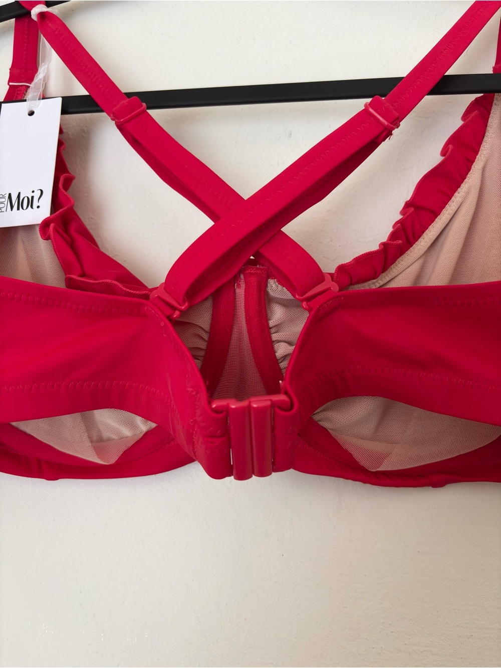 Pour Moi? Getaway Halter Underwire Swim Top in Red Size UK 36F/US 36G NEW Ruffle - Picture 6 of 13